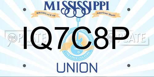 IQ7C8P Mississippi License Plate