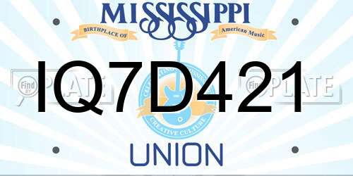 IQ7D421 Mississippi License Plate