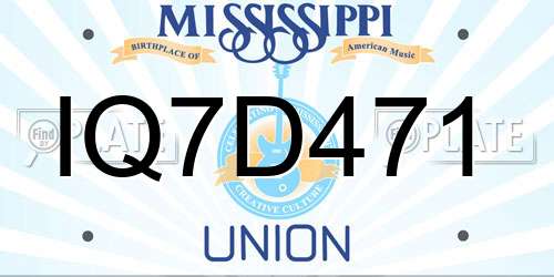 IQ7D471 Mississippi License Plate