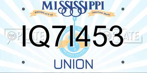 IQ7I453 Mississippi License Plate
