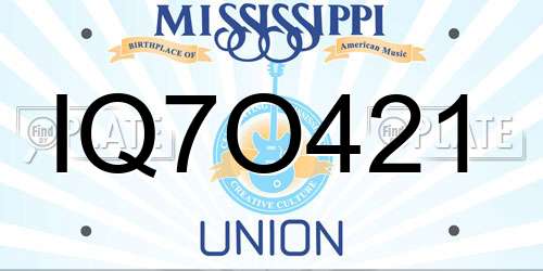 IQ7O421 Mississippi License Plate