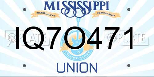IQ7O471 Mississippi License Plate
