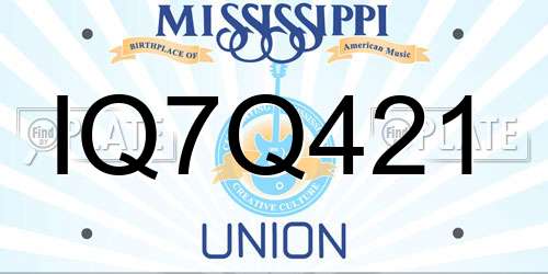 IQ7Q421 Mississippi License Plate