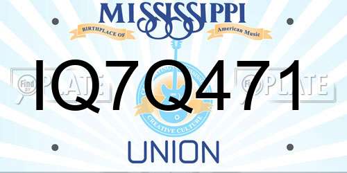 IQ7Q471 Mississippi License Plate