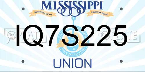 IQ7S225 Mississippi License Plate