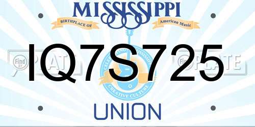IQ7S725 Mississippi License Plate