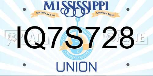 IQ7S728 Mississippi License Plate
