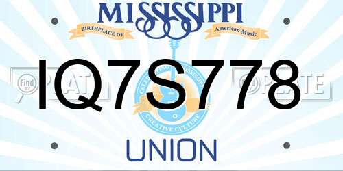IQ7S778 Mississippi License Plate