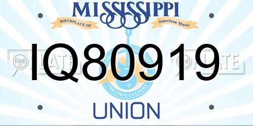 IQ80919 Mississippi License Plate
