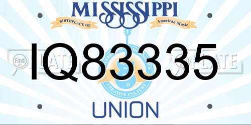 IQ83335 Mississippi License Plate