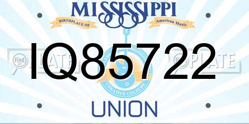 IQ85722 Mississippi License Plate