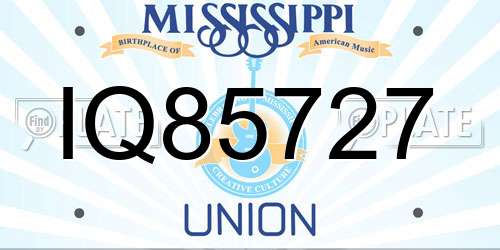 IQ85727 Mississippi License Plate