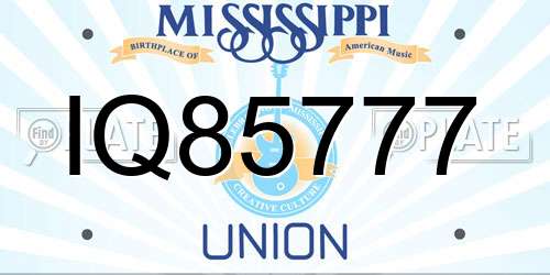 IQ85777 Mississippi License Plate