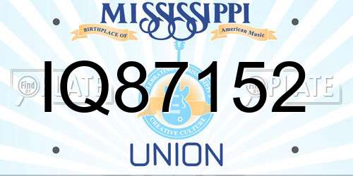 IQ87152 Mississippi License Plate