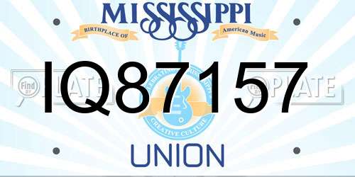 IQ87157 Mississippi License Plate