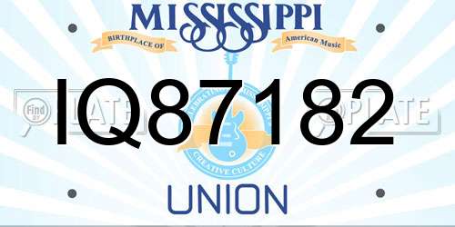 IQ87182 Mississippi License Plate