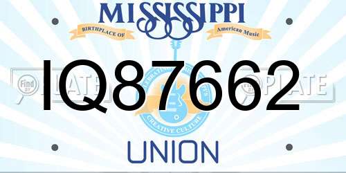 IQ87662 Mississippi License Plate