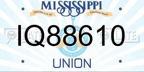 IQ88610 Mississippi License Plate