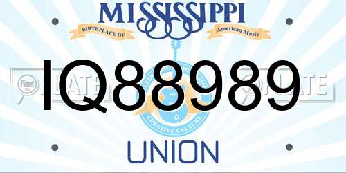 IQ88989 Mississippi License Plate