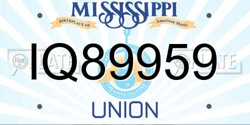 IQ89959 Mississippi License Plate