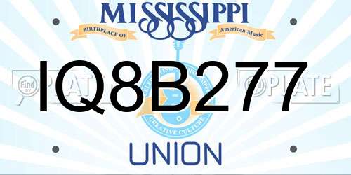 IQ8B277 Mississippi License Plate