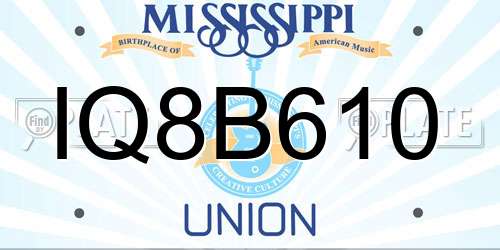 IQ8B610 Mississippi License Plate