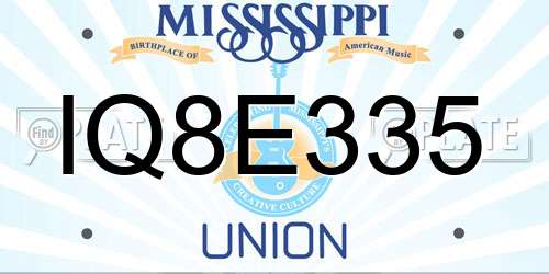 IQ8E335 Mississippi License Plate