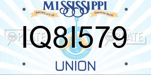 IQ8I579 Mississippi License Plate