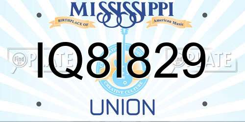 IQ8I829 Mississippi License Plate