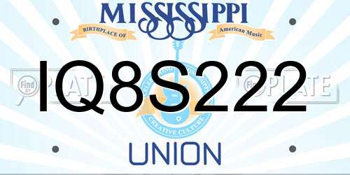 IQ8S222 Mississippi License Plate