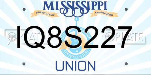 IQ8S227 Mississippi License Plate