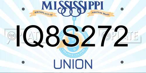 IQ8S272 Mississippi License Plate