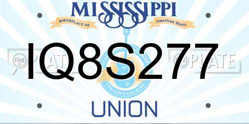 IQ8S277 Mississippi License Plate