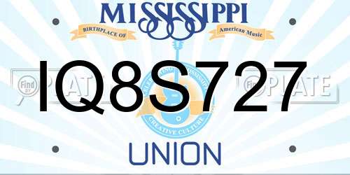 IQ8S727 Mississippi License Plate
