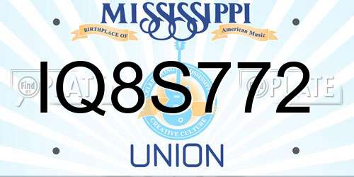IQ8S772 Mississippi License Plate