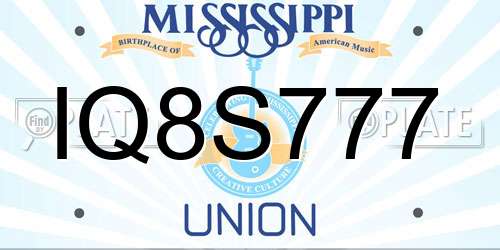 IQ8S777 Mississippi License Plate