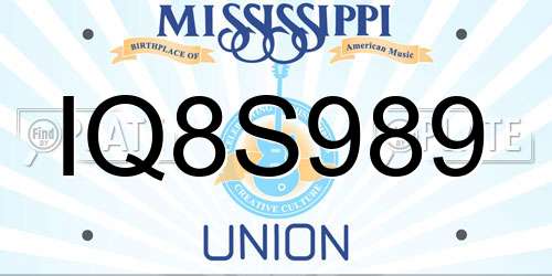 IQ8S989 Mississippi License Plate