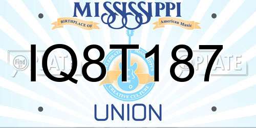 IQ8T187 Mississippi License Plate