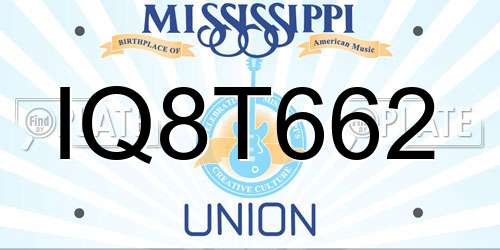 IQ8T662 Mississippi License Plate