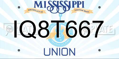 IQ8T667 Mississippi License Plate