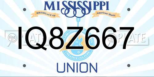 IQ8Z667 Mississippi License Plate
