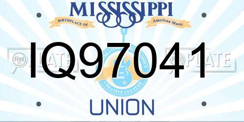 IQ97041 Mississippi License Plate