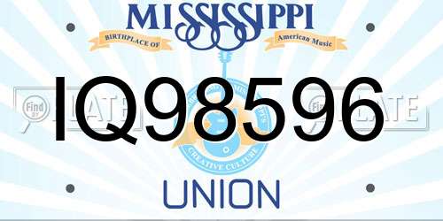 IQ98596 Mississippi License Plate