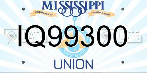 IQ99300 Mississippi License Plate