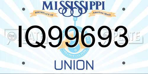 IQ99693 Mississippi License Plate