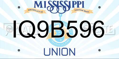 IQ9B596 Mississippi License Plate