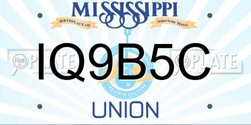 IQ9B5C Mississippi License Plate