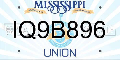 IQ9B896 Mississippi License Plate