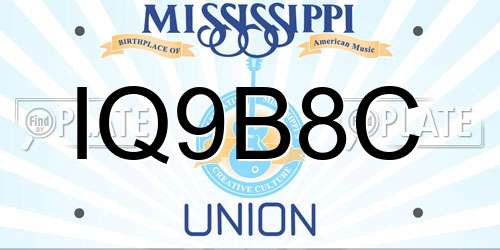 IQ9B8C Mississippi License Plate