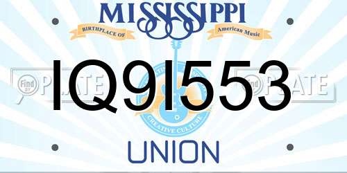 IQ9I553 Mississippi License Plate